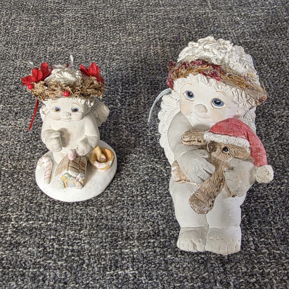 Vintage Dreamsicles Cherub Figurines Set Gingerbread House Holiday Buddies 2pc